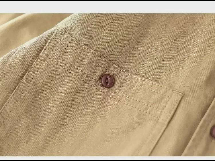 Jachetă Cămașă de Lucru cu Mânecă Lungă pentru Bărbați, Toamnă, Verde Militar, Kaki