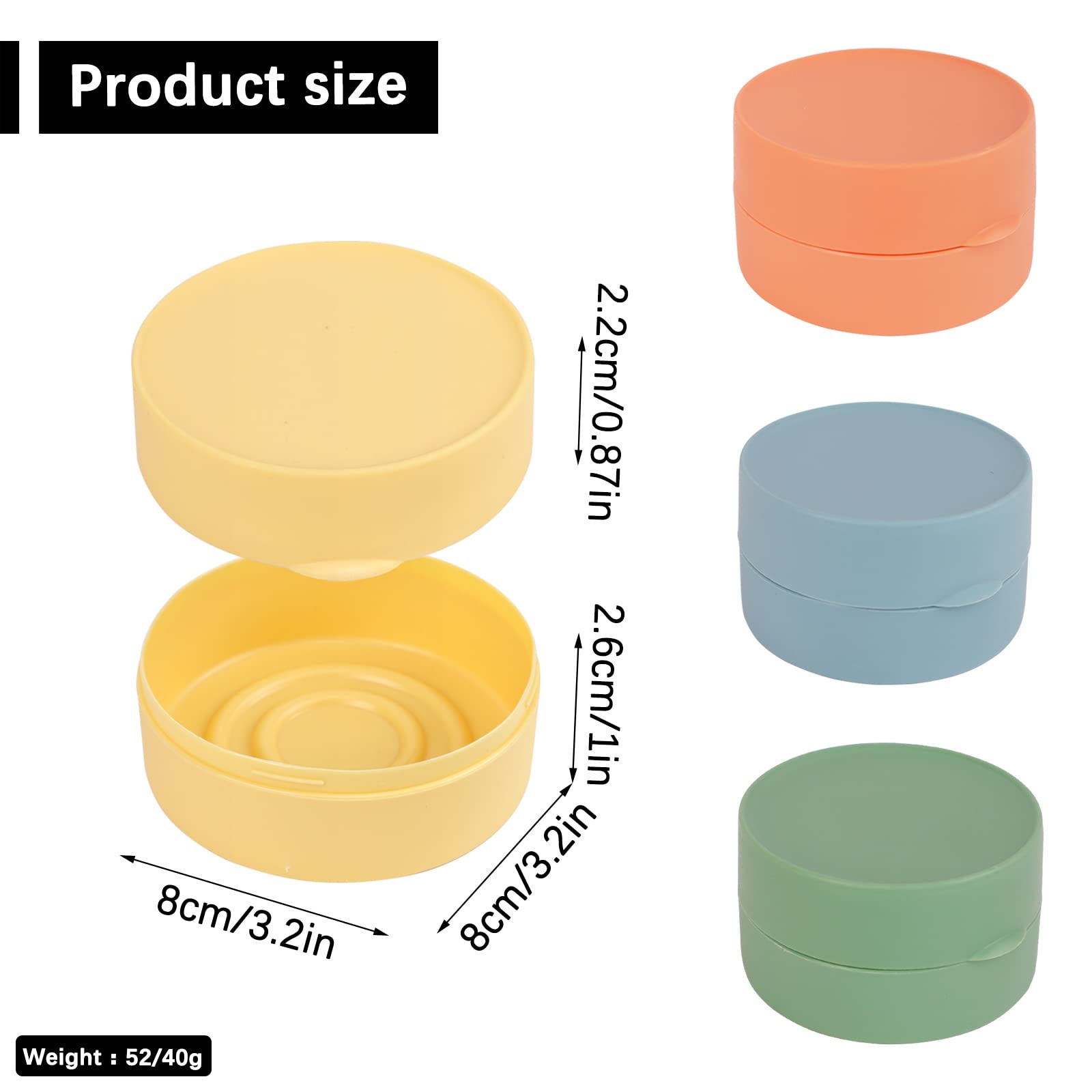 

4 Pcs Travel Soap Box Holder Case, Portable Leak Proof Round Soap Dishes Container with Lid for Shower Gym Bathroom