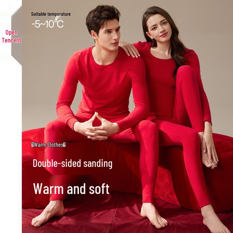 Мужской и женский красный комплект термобелья Fenteng XL