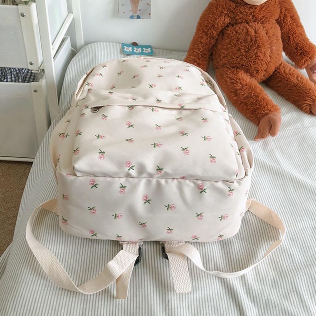Women's Backpack Nylon Travel Bookbag Purse Floral Print Cute Medium Size Casual Daypack for Girls School Travel