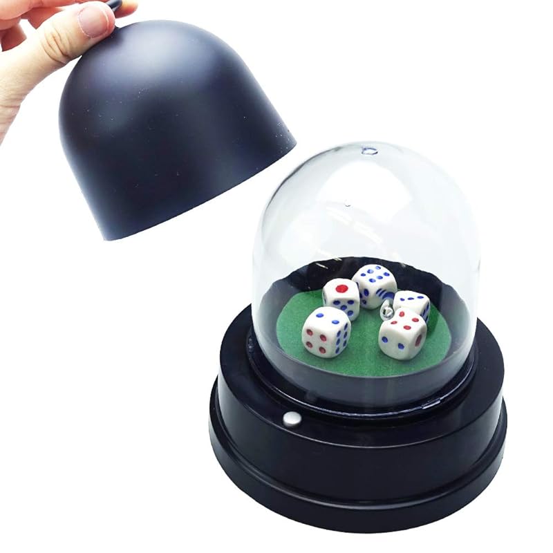 

Електричний стаканчик для кубиків, Автоматичний кидач кубиків, Ігри, Заходи, Вечірки, Включає 5 кубиків