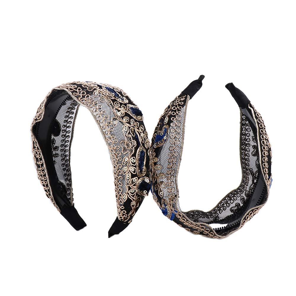 Wide Edge Cloth Sweet Lace Embroidered Headband Korean Style Headband Female Hair Hoop Headdress