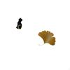 Cat Statue Resin Figurine And Wrought Iron Ginkgo Leaves Wall Decor Abstract Animal Sculpture for