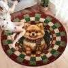 The puppy on the carpet Round Area Rug,Carpet Rug for Living Room Bedroom Sofa Playroom Decor,Non-slip Floor Mat