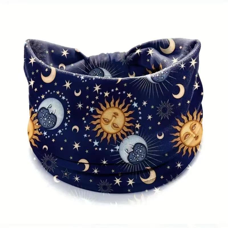 Star Moon Print Personality Pattern Wide Edge Headband Yoga Sports Fitness Headband Headband