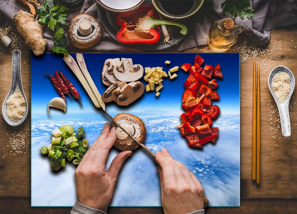 Tempered Glass Cutting Board 30X22 Sky