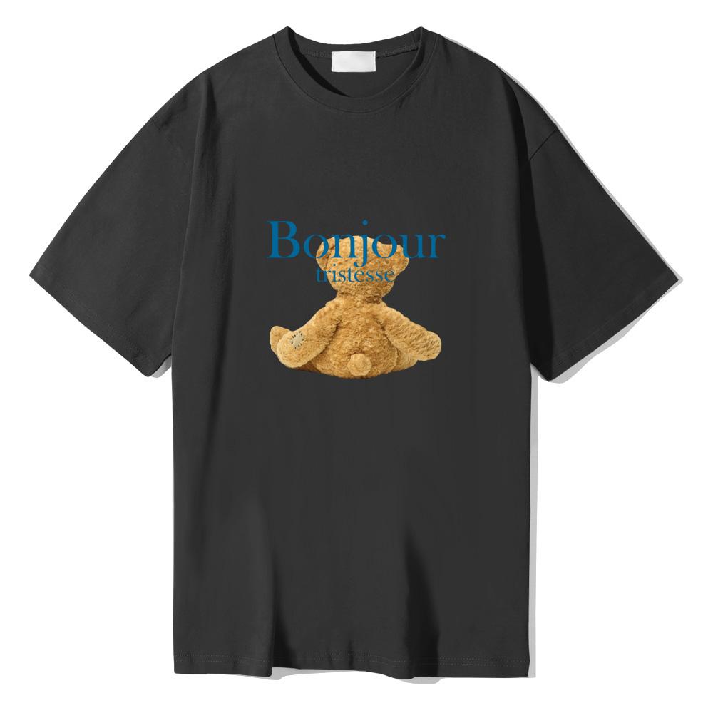 Yda Bonjour Teddy Bear Oversized Short Sleeve T-Shirt_Ltss014Bk Black/M