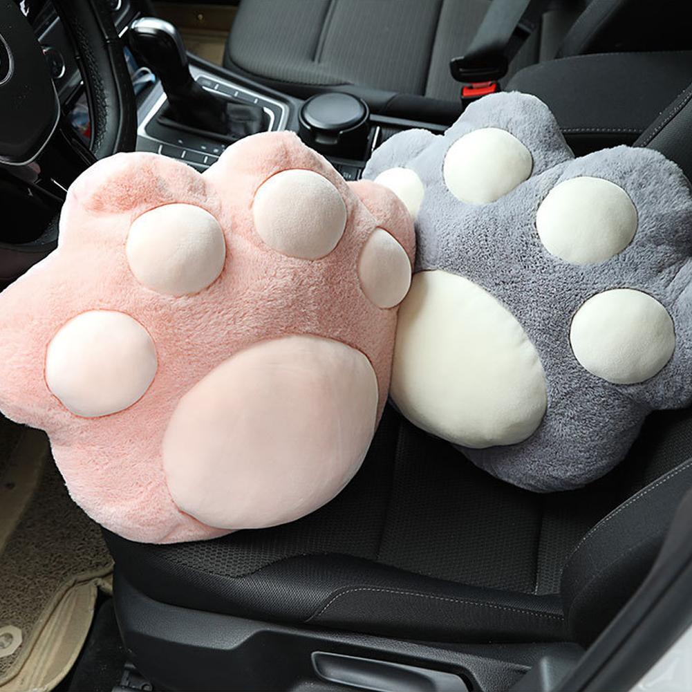 Auto Neck Pillow Car Plush Headrest Cute Cat Claw Car Neck Pillow Car Woman Decorative Seatbelt Protect Interior Car Accessories