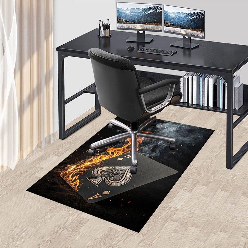 Black Burning Ace of Spades Playing Card - Unique Poker Deck AccessoryOffice Mat Home Decor Office Desk Chair Carpet for office ph101