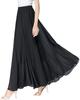 Syvent Black Long Chiffon Maxi Skirt with Lined Elastic Waist for Spring and Summer Women's