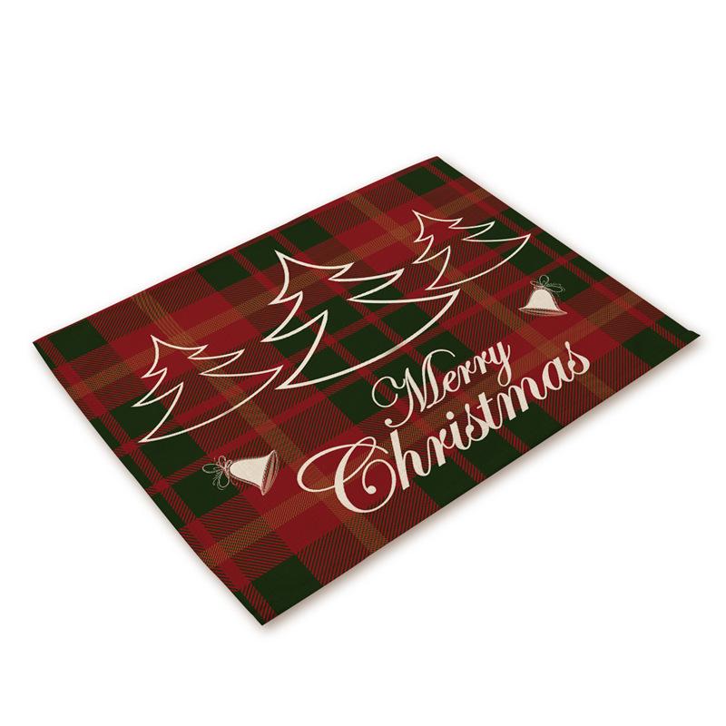 Western Style Stain-Proof Linen Placemat - Heat-Insulating and Decorative Christmas Table Mat