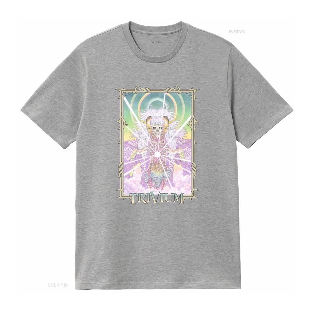 Gothic Dark Fantasy Trivium Skull Demon Psychedelic Tarot Print Casual Rock T Shirt Vintage Top For Everyday Wear