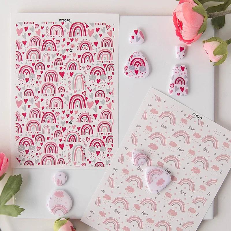 Estilo Boêmio Coração Arco-Íris Borboleta Argila Polímera Papel Especial para Transferência de Aquarela Ferramenta de Colorir Joias de Brinco de Cerâmica Macia