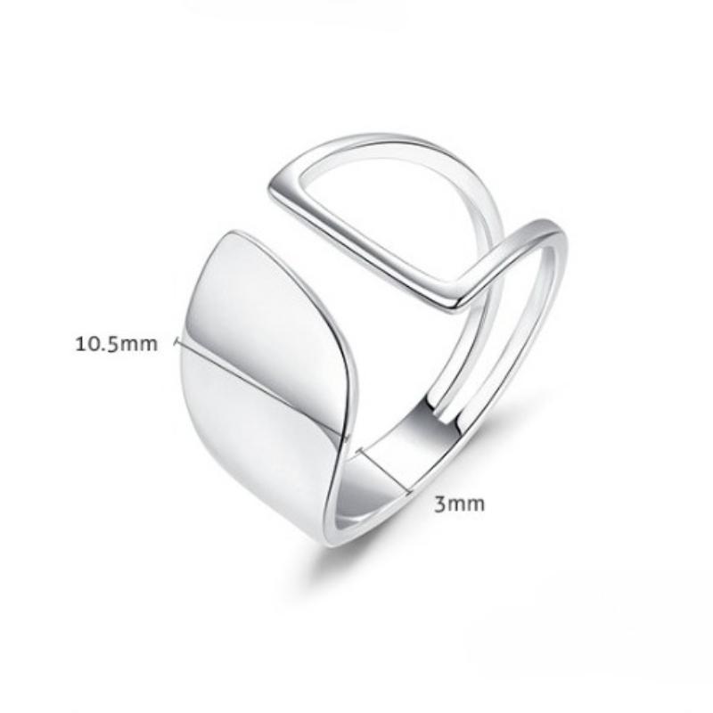 Silver Simple Punk Hollow Rings for Women Geometric Fashion Open Adjustable Handmade Party Jewelry Gift Allergy Engagement Ring