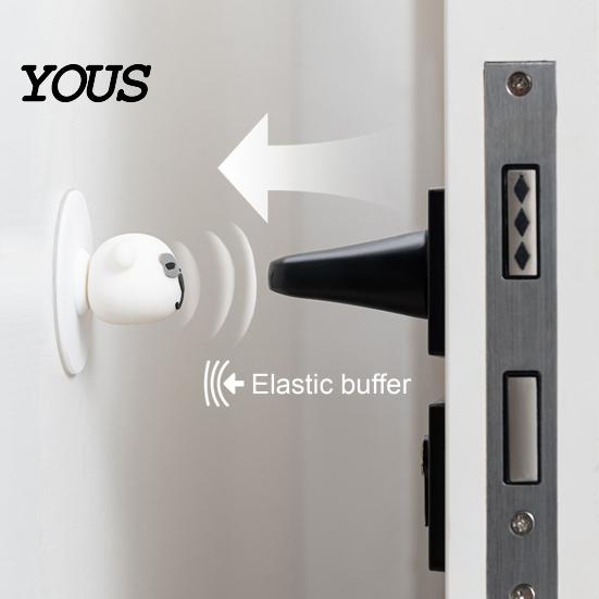 Noise Reduction Door Pad Cartoon Dog Handle Stopper, Self-Adhesive Knob Stop Wall Protector Protector, Quiet Shock Absorbent Bumper