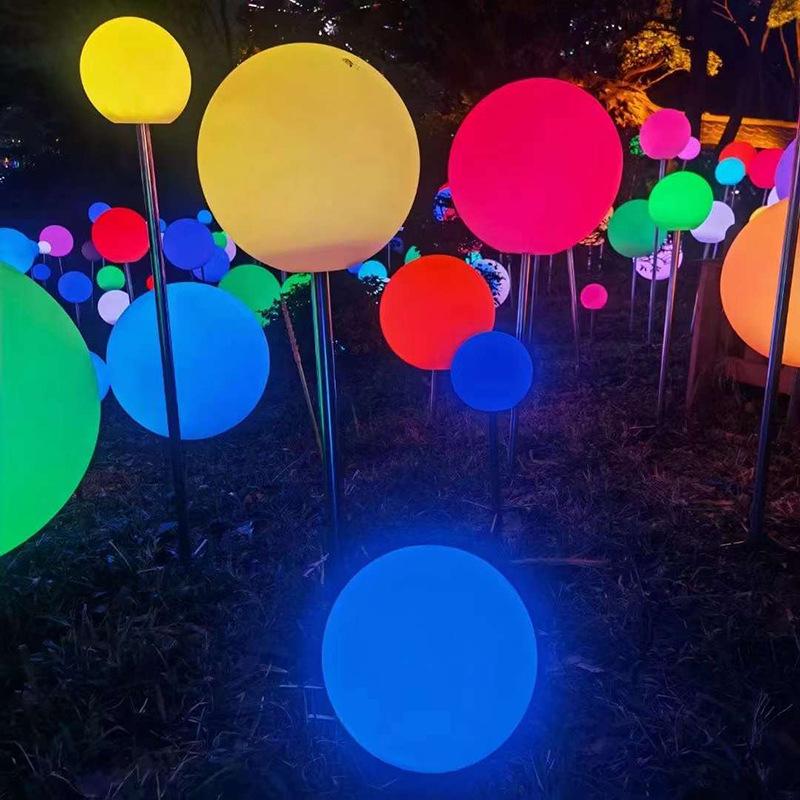 Colorful PE Round Ball Lawn Lights for Scenic Areas & Community Decor