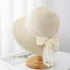 New Big Lace Summer Straw Hat Big Eaves Women's Hat Pot Hat Beach Hat Sunshade Sun Protection Versatile Bow Hat