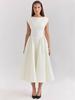 2025 European & American Sleeveless Backless Dress - Women's Mid-Length Solid Color French Style