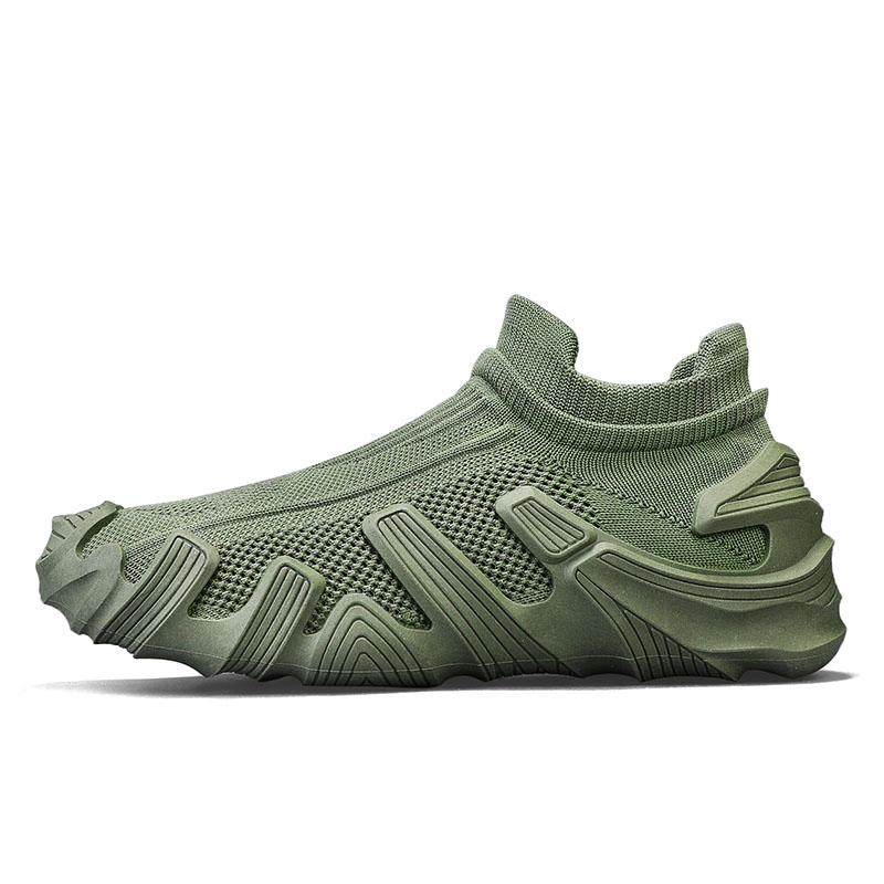 Sommar Nya Andningsbara Vardagliga Sportskor Herr Tjocksulade Löparskor Nya Flygande Vävda Sockskor Herrskor