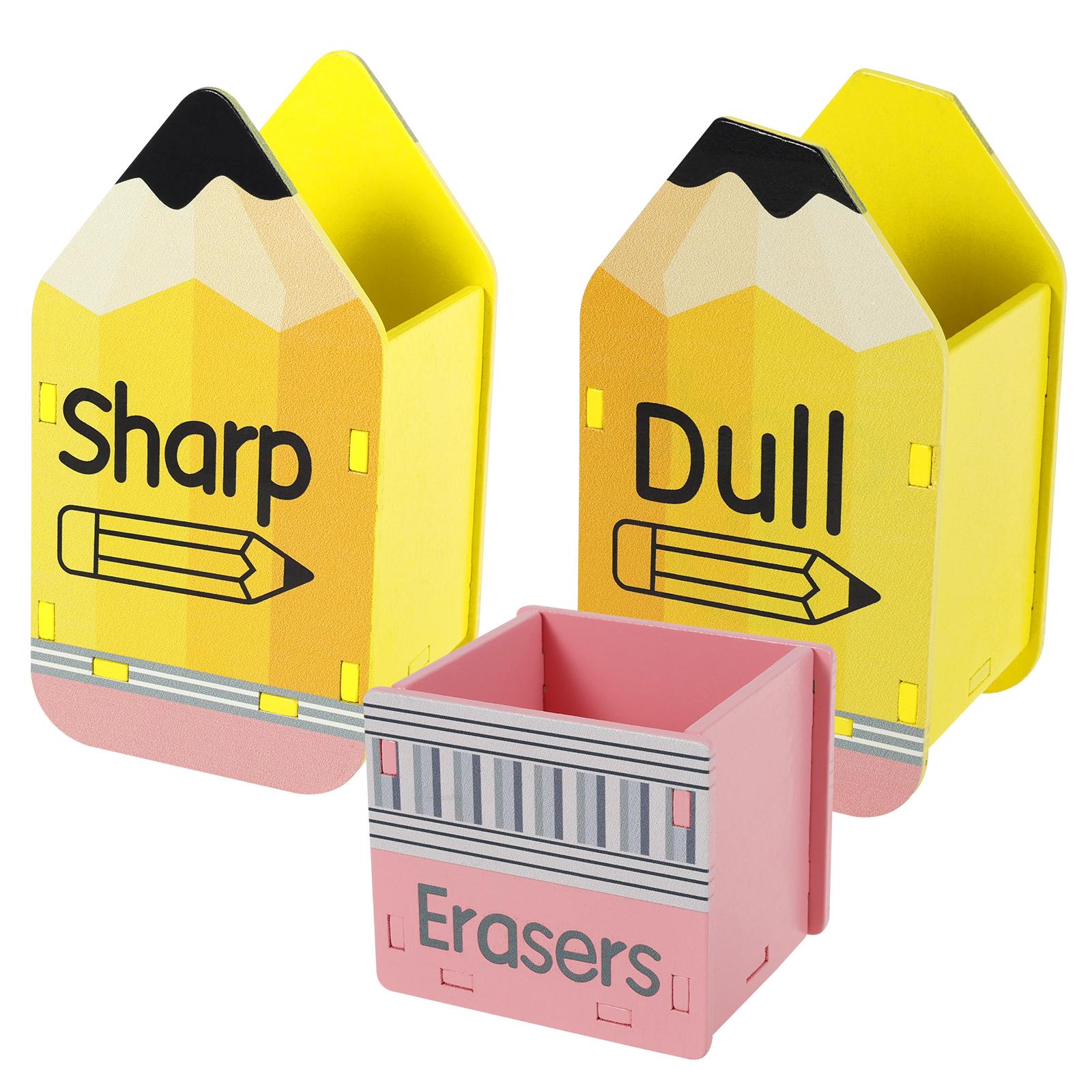 

3 шт. Деревянный держатель для ручек Детский настольный ящик для хранения карандашей и ластиков Для студента Офисный Многофункциональный органайзер для канцелярских товаров