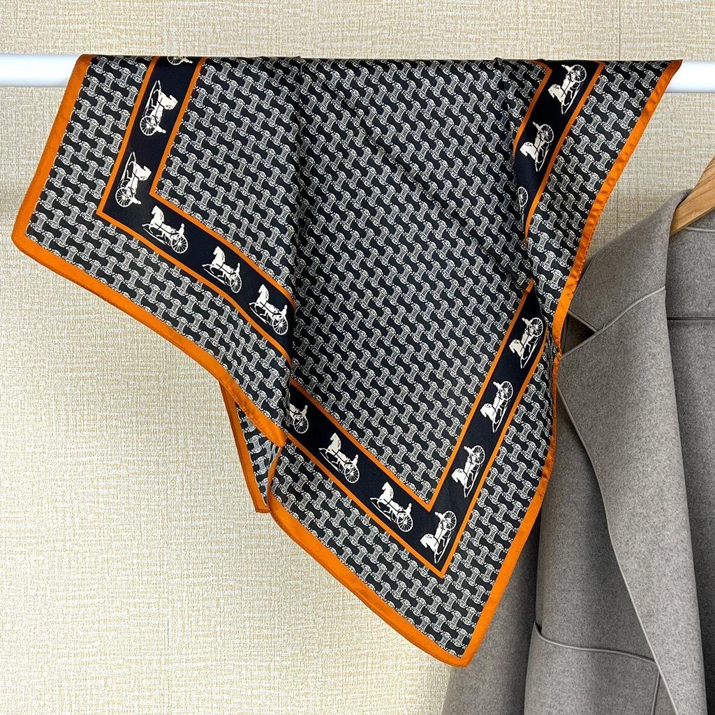 Luxury Satin Print Silk Scarf Square Women Streamer Neck Scarves Wrap Head Kerchief Beach Hair Band For Woman Bandana Summer