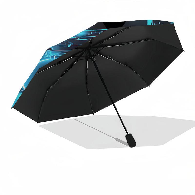Neon Drum Kit, Futuristic Lighting Themed Automatic Opening and Closing Umbrella, Brightly Colored 8-rib Portable Umbrella, Suitable for Men