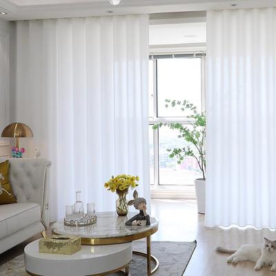 1Pcs   Light Luxury White Phantom Sheer Curtain: See-Through Privacy, Nordic Style, Sun-Protective & Heat-Insulating