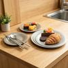 Stainless Steel Serving Tray Retro Rustic Dish for Steak Dessert Edgeless Round Plate for Home Camping Kitchen