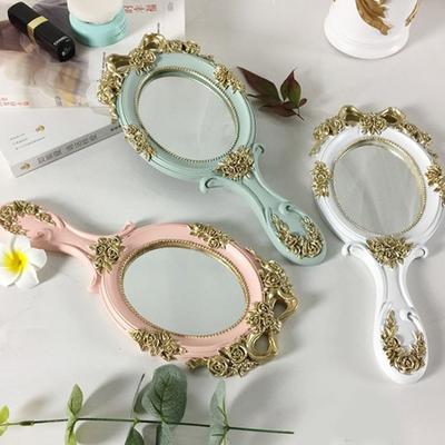 Rechteck Hand Halten Kosmetik Spiegel mit Griff Make-Up Spiegel Nette Kreative Vintage Hand Spiegel Make-Up Espelho