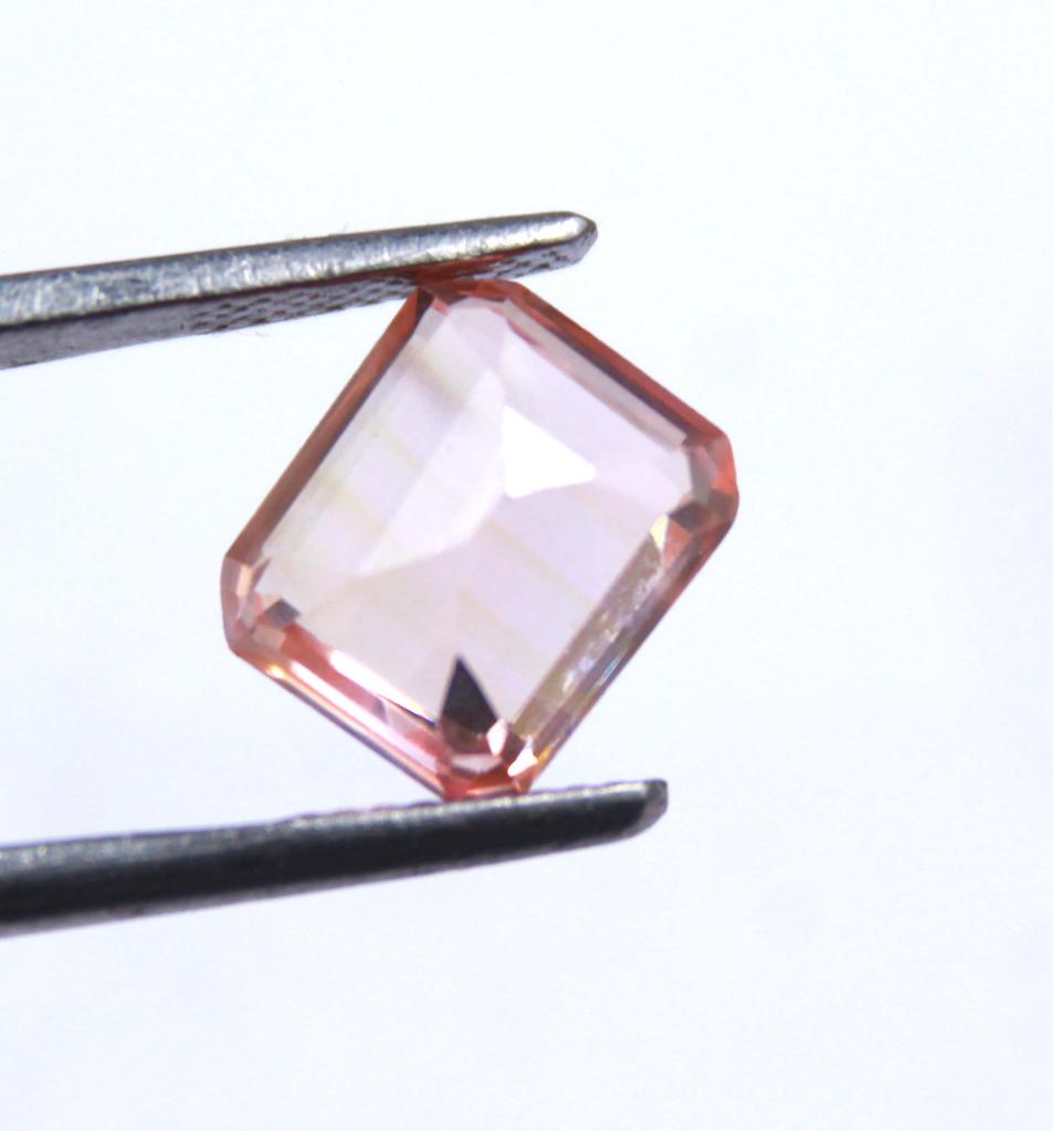 4.30 Carat Attractive Offer Peach Sapphire Emerald Shape Sri Lanka Certified Gemstone SN27