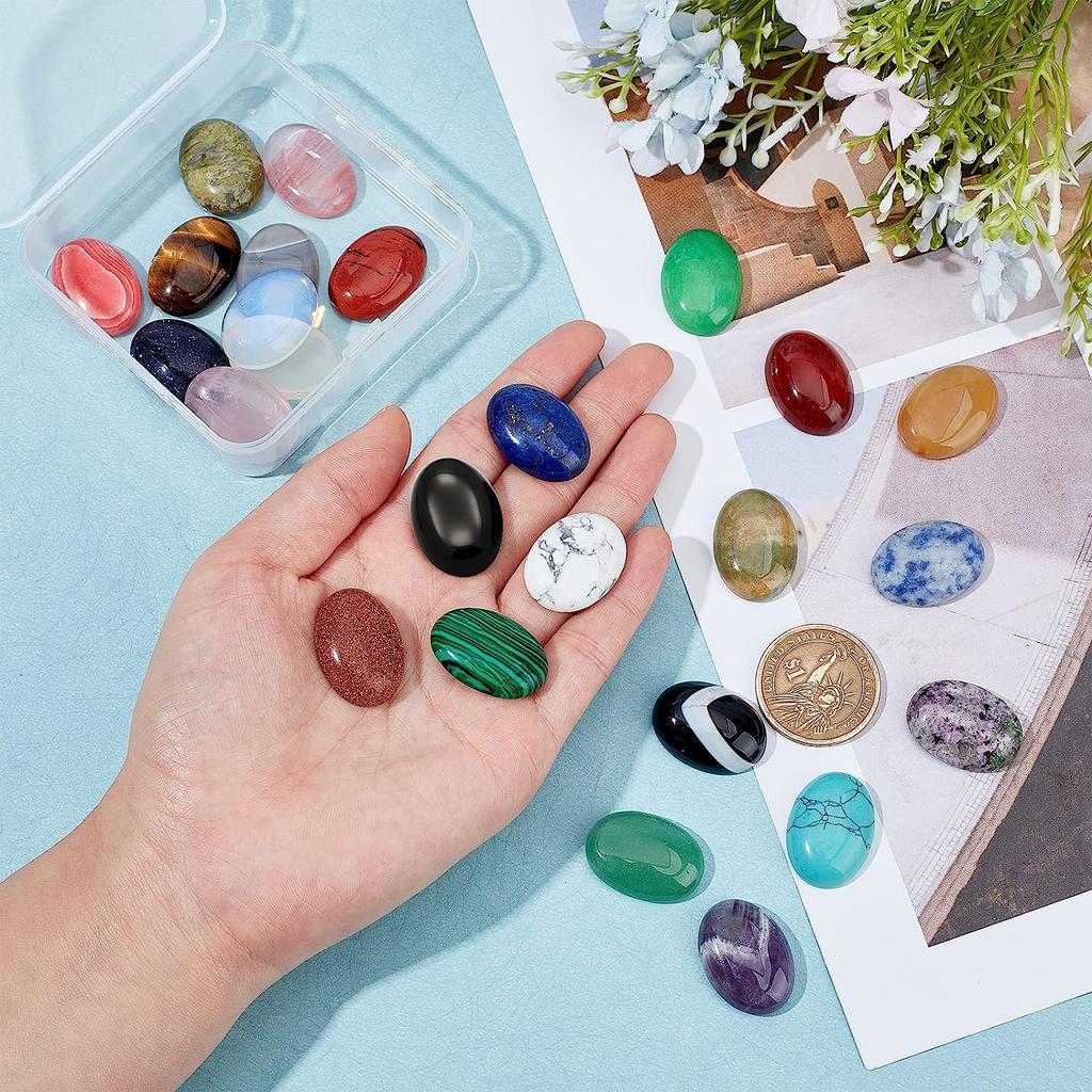 Oval Flatback Yarı Değerli Taşlar Boncuk Kuvars Çakra Taş Bilezik Kolye Küpe Kolye Takı DIY Zanaat Yapımı