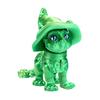 3D Printed Wizard Cat Articulated Cat Ornament with Detachable Wizard Hat Interactive Desktop Pet Stress Relief Toy for Home Office Decoration