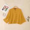 ZANZEA Women Casual Stand Collar Solid Color Loose 3/4 Sleeve Blouse