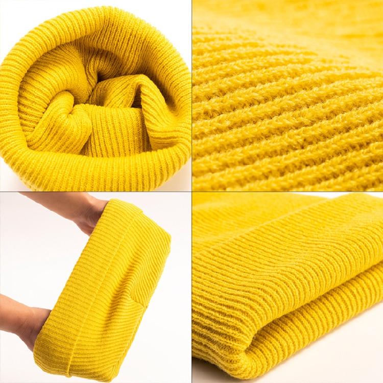 Warm Knitted Wool Cap Unisex Beanie Stretch Thick Knitted Cap for Cold Weather