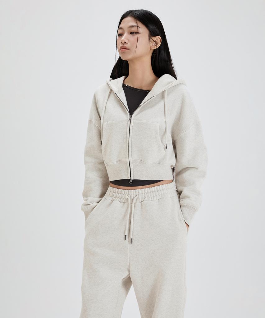 MIXXO Fleece-Lined Crop Zip-Up Hoodie_Miwcmg110A