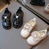 Girls Black Princess Leather Shoes Kids Fashion Loafers Stylish Flat Shoes for Spring