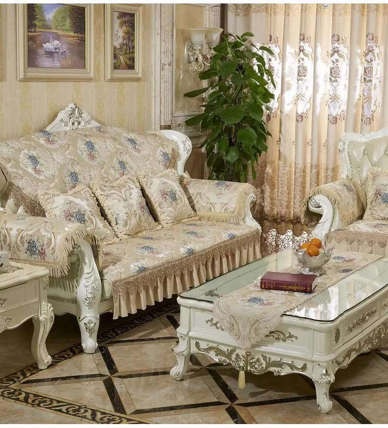 European High Density Jacquard Lace Sofa Cover Seasons Universal Slipcover Couch Furniture Recliner Protector Anti-Slip Luxury