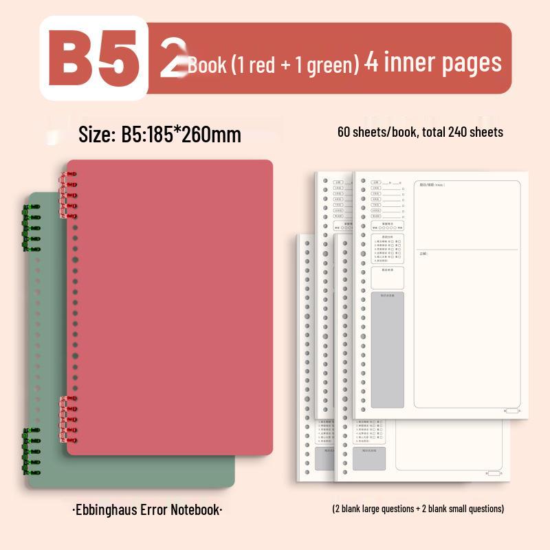 B5 Spiral Bound Loose-leaf Notebook with Colorful Retro Cover for Study and Office Use