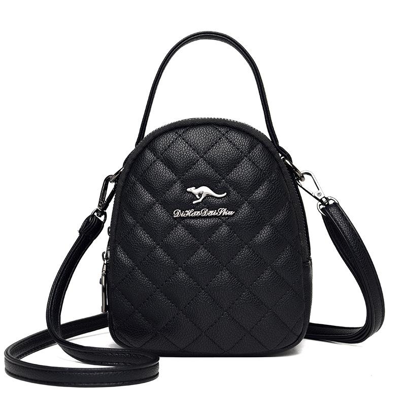 Emgrand Kangaroo Soft Leather Bag Women's 2025 New Middle-aged Shoulder Bag Letter Oblique Span Bag Casual Mom Handbag