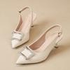 Pointed Toe French Heels Women's New Metal Buckle Sexy Stiletto Heel Wrapped Sandals