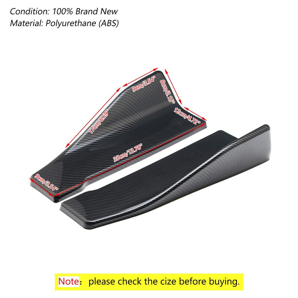 Bruce & Shark 2-delad 35 cm Universell Bil Sidokjol/Bakre Kofångare Läpplist Splitter Repskyddsförlängningar, Universell Kolfiber