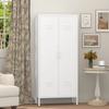 White 2-Door Metal Storage Cabinet with Adjustable Shelves, Ideal for Clothing Storage In Bedroom, Living Room, Office & Gym