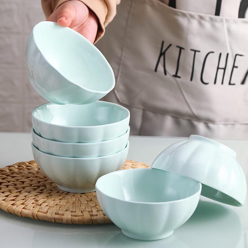 Haoya Nordic Celadon Pumpkin Ceramic Rice Bowl Set