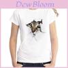 Damen Sommer 3D Freches Katze T-Shirt Druck Premium Qualität Baumwollmischung Top