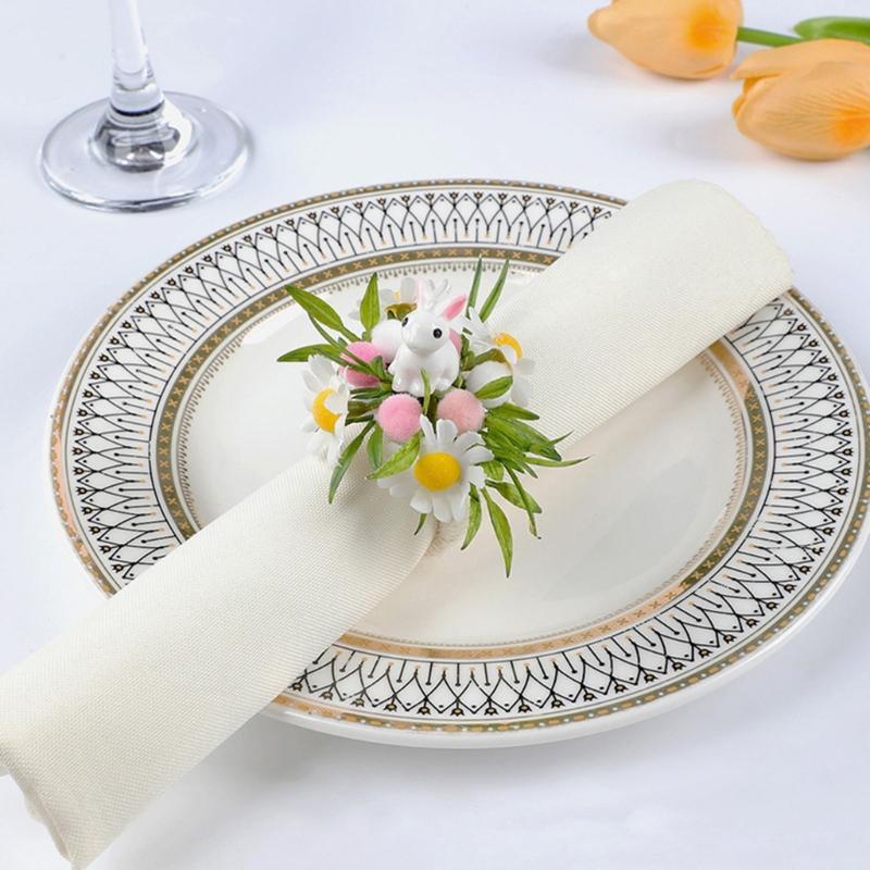 Plastic Napkin Rings With Easters Rabbit Eggs Theme Durable Suitable For Indoor Outdoors Celebration And Event