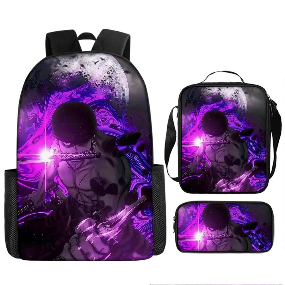 Animation ONE PIECE schoolbag three-piece play peripheral backpack large capacity middle school student outdoor campus computer bag