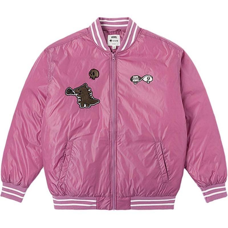 Vans X Hirono Collaboration Versatile Fashionable Comfortable Long Sleeve Jacket Unisex Jackets Gray Pink VN000KPMEKW