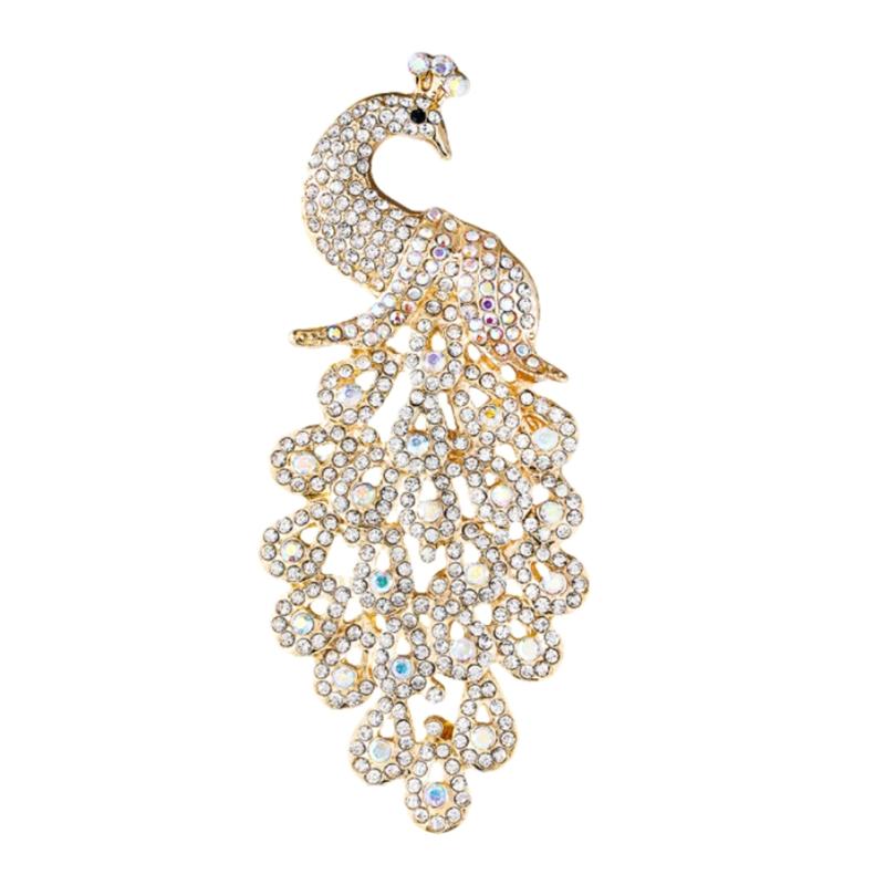 Fashion Luxury Animal Rhinestone Peacock Brooches For Women Clothing Coat Jewelry Accessories Gifts