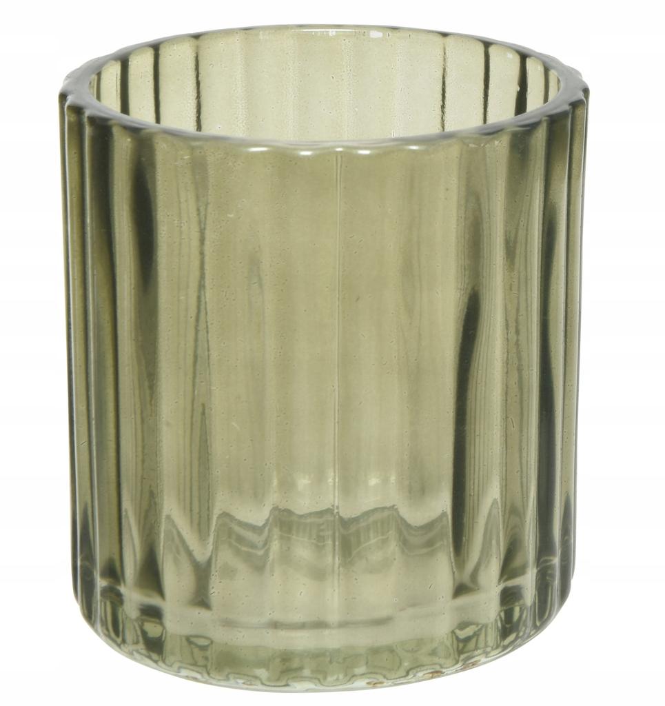 Świecznik ozdobny szklany transparentny ryflowany 7,3x8cm 1szt