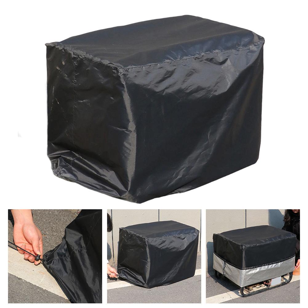 Waterproof outdoor generator cover with secure top and bottom drawcords for wind resistance and all weather use